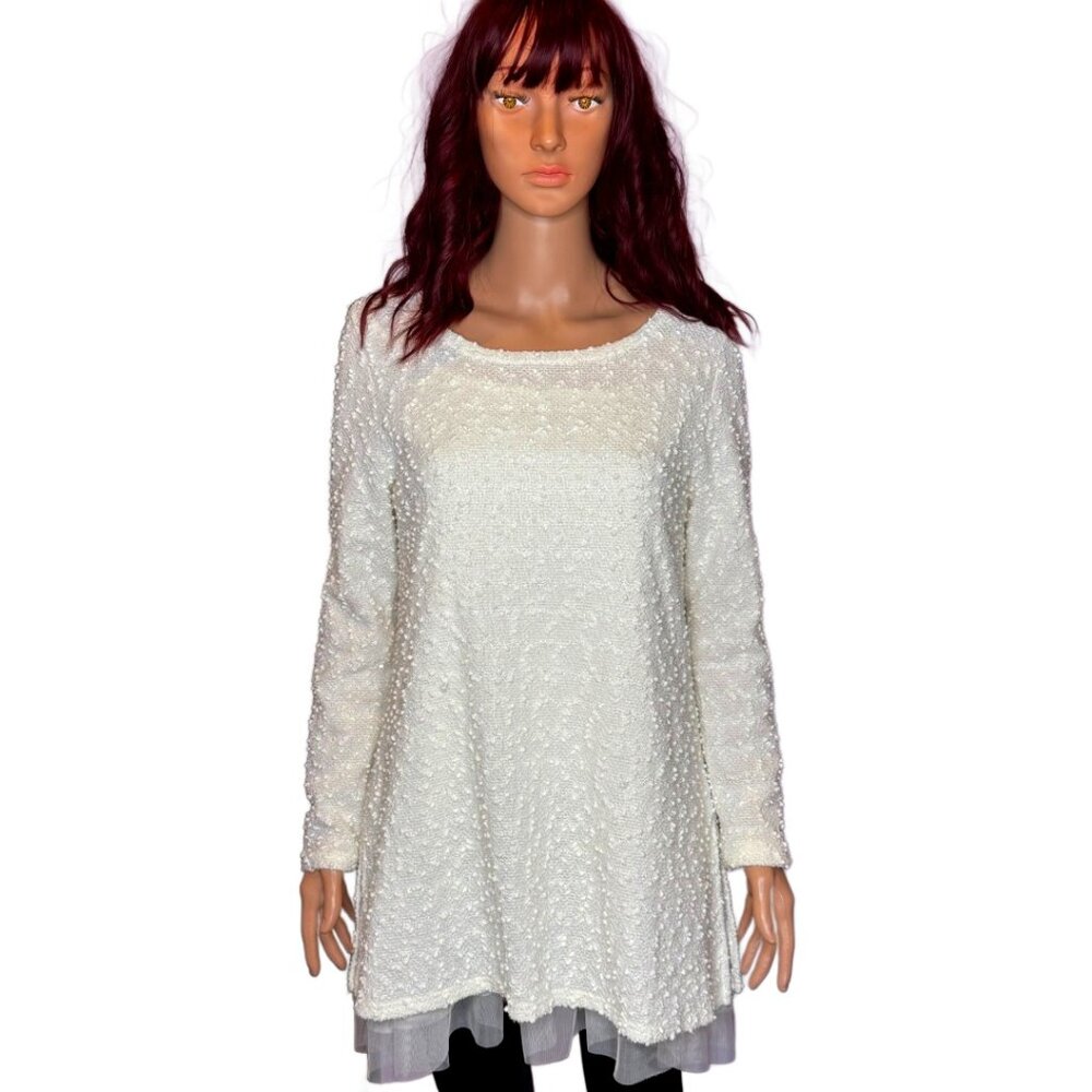 O2 Collection Tunic Double Layered Off White Sz XL